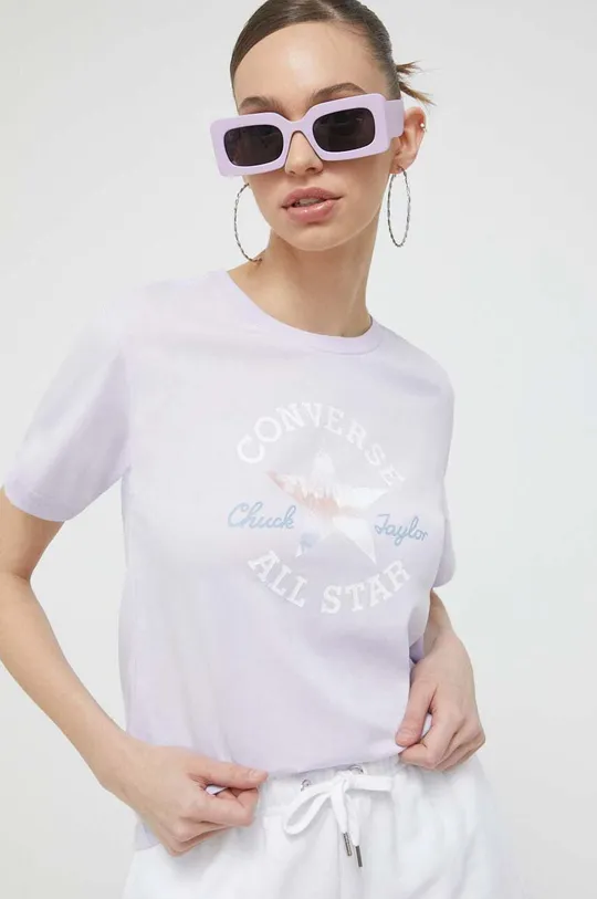 μωβ Βαμβακερό μπλουζάκι Converse