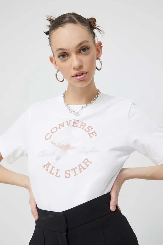 λευκό Βαμβακερό μπλουζάκι Converse Γυναικεία