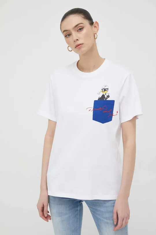 biały Karl Lagerfeld t-shirt bawełniany x Disney Damski