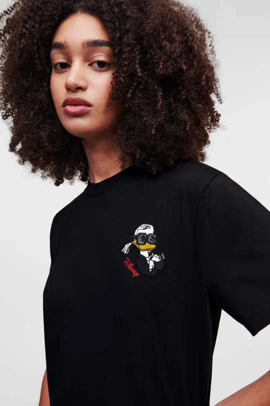 μαύρο Βαμβακερό μπλουζάκι Karl Lagerfeld x Disney Γυναικεία