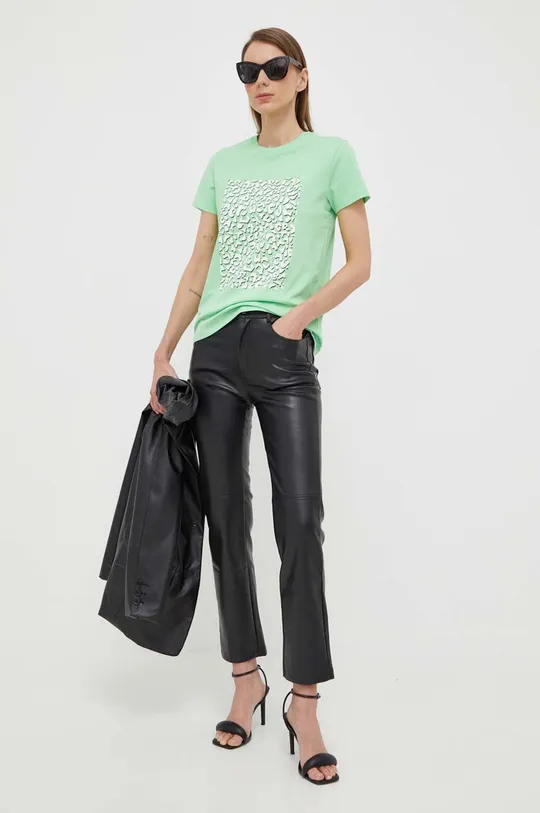 zielony Karl Lagerfeld t-shirt bawełniany Damski