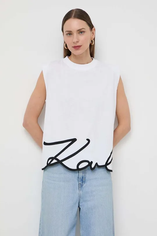 белый Хлопковая футболка Karl Lagerfeld Женский