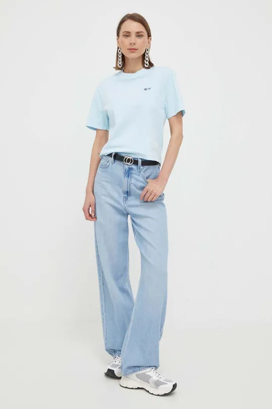 Βαμβακερό μπλουζάκι Karl Lagerfeld μπλε