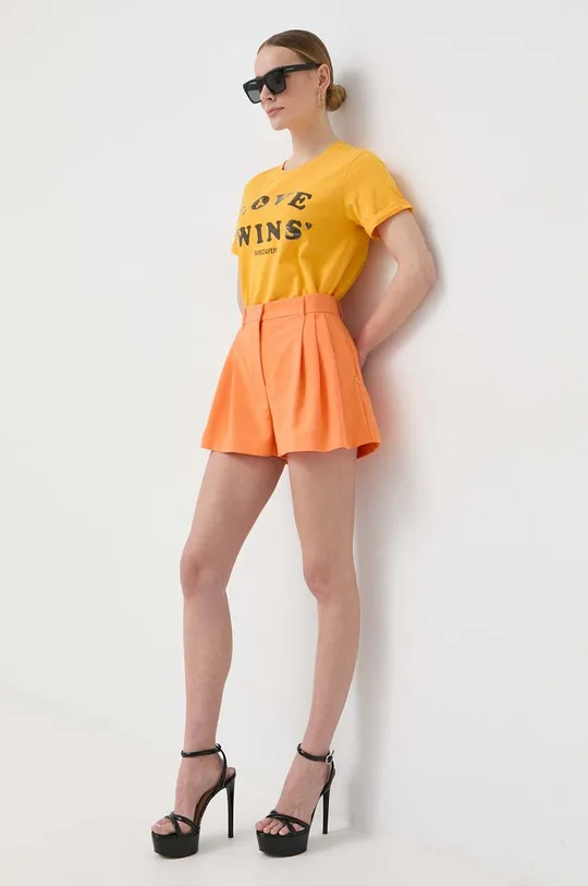 Βαμβακερό μπλουζάκι Patrizia Pepe πορτοκαλί