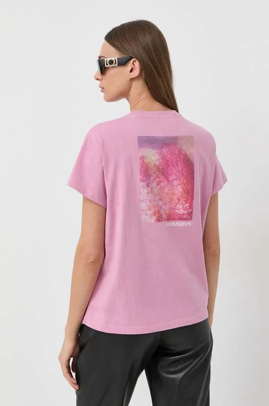 ροζ Βαμβακερό μπλουζάκι Patrizia Pepe Γυναικεία