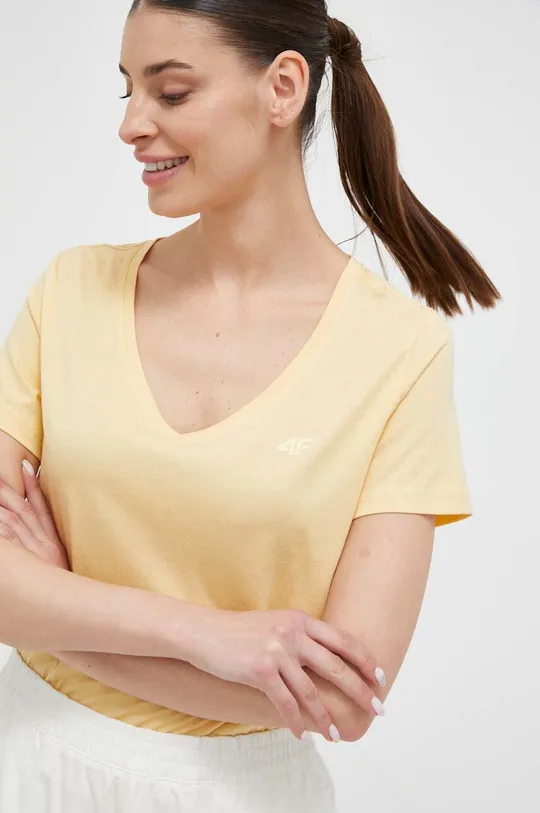 κίτρινο Βαμβακερό μπλουζάκι 4F Γυναικεία