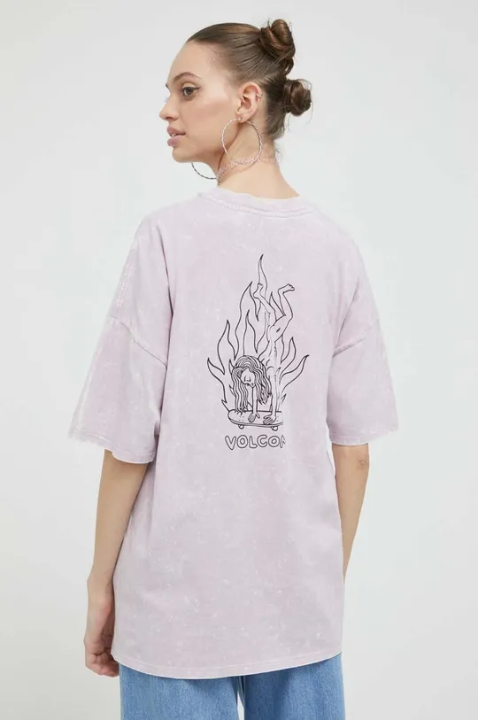 vijolična Bombažna kratka majica Volcom Ženski