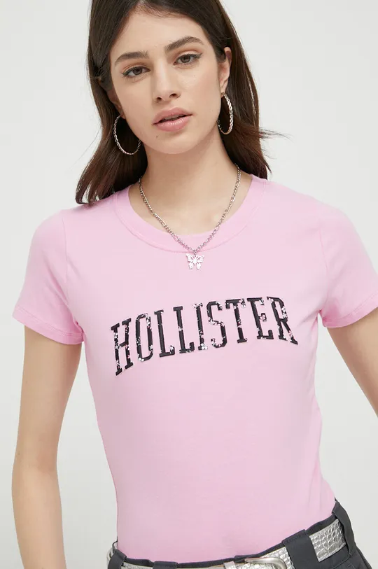 różowy Hollister Co. t-shirt Damski