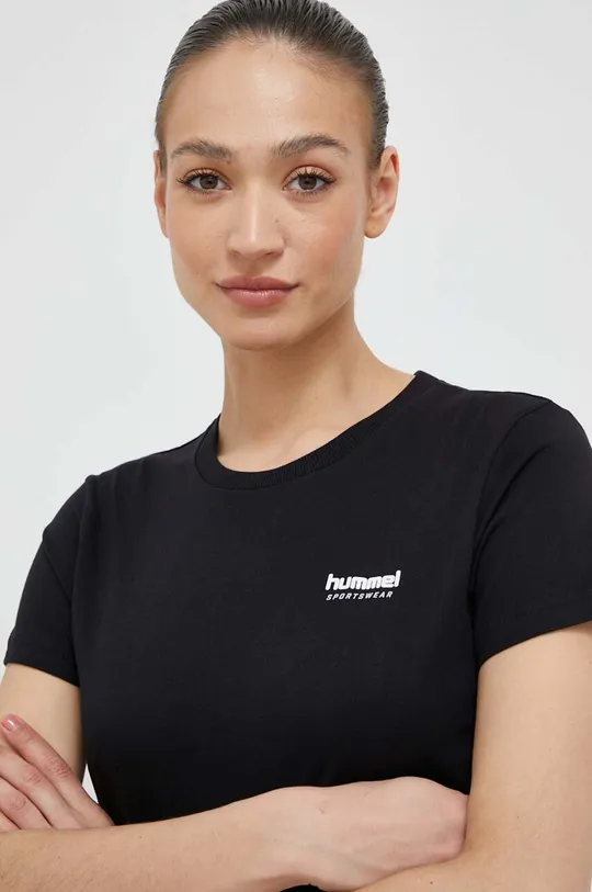 czarny Hummel t-shirt bawełniany hmlLGC KRISTY SHORT T-SHIRT
