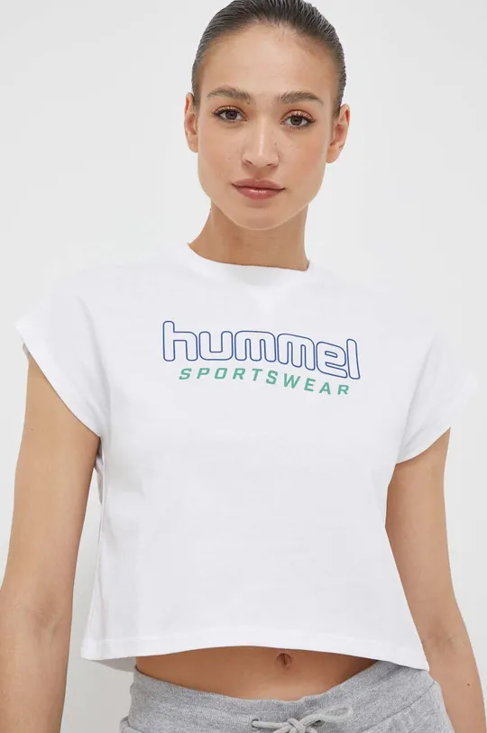 biela Bavlnené tričko Hummel Dámsky
