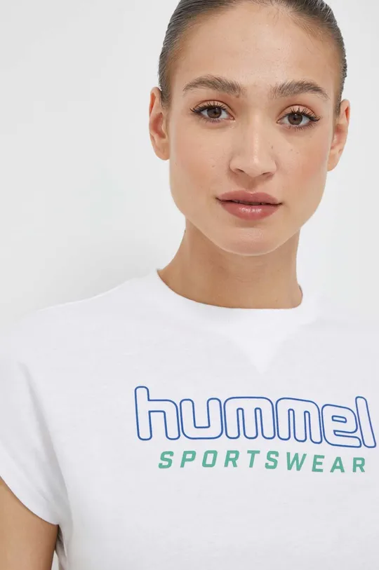 biały Hummel t-shirt bawełniany