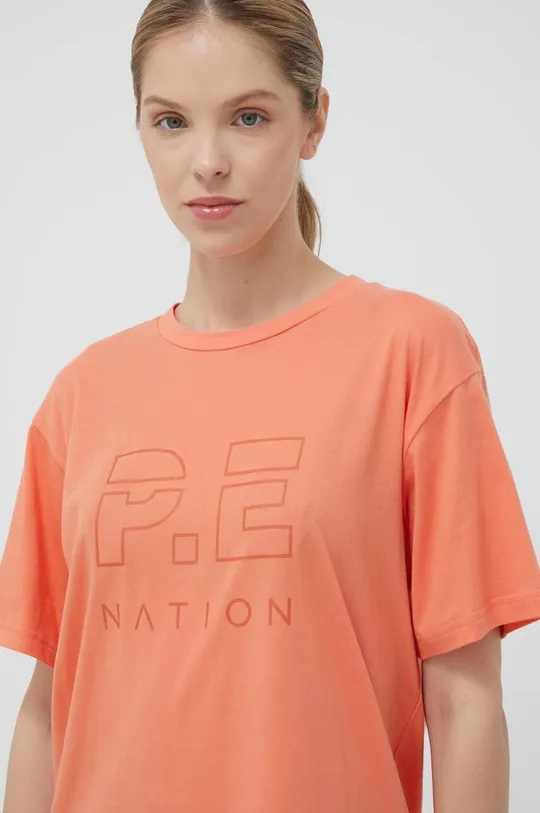 оранжевый Хлопковая футболка P.E Nation Женский