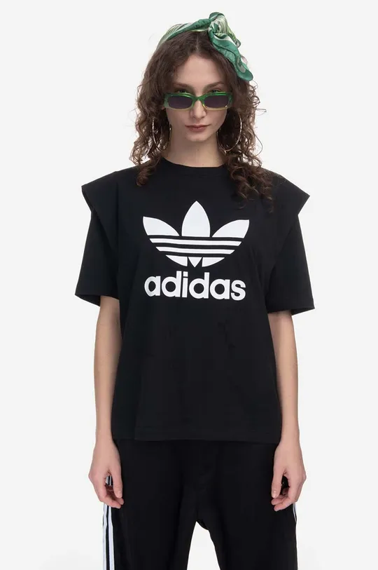 чёрный Хлопковая футболка adidas Originals IC8805 Tee Женский