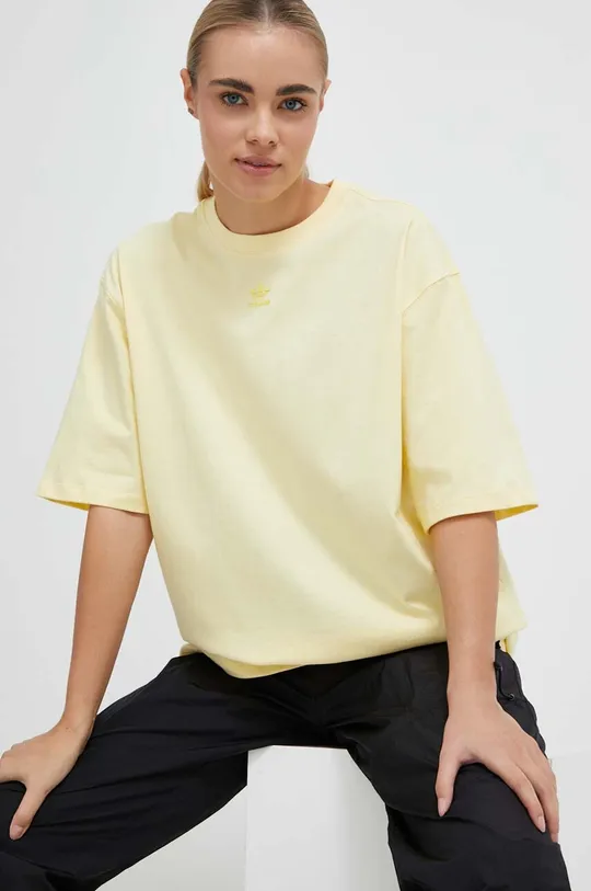 κίτρινο Βαμβακερό μπλουζάκι adidas Originals Γυναικεία