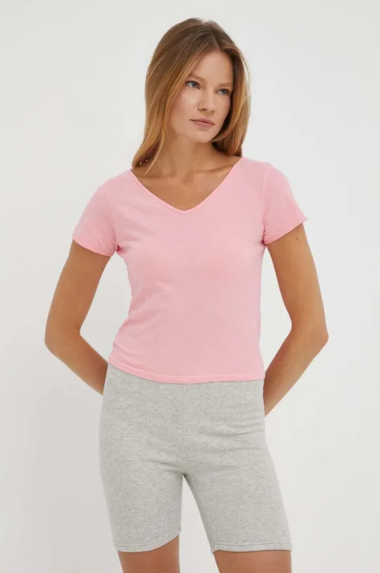 ροζ Βαμβακερό μπλουζάκι American Vintage Γυναικεία