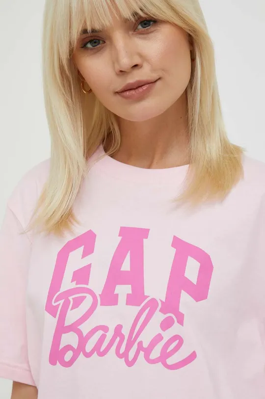 ροζ Βαμβακερό μπλουζάκι GAP x Barbie Γυναικεία