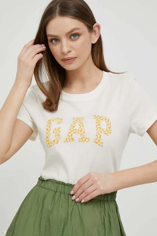 beżowy GAP t-shirt bawełniany Damski