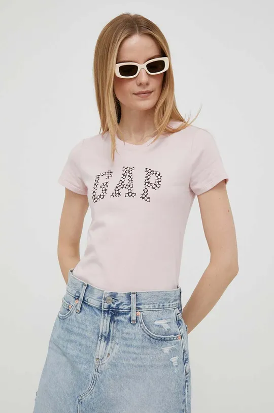 różowy GAP t-shirt bawełniany Damski