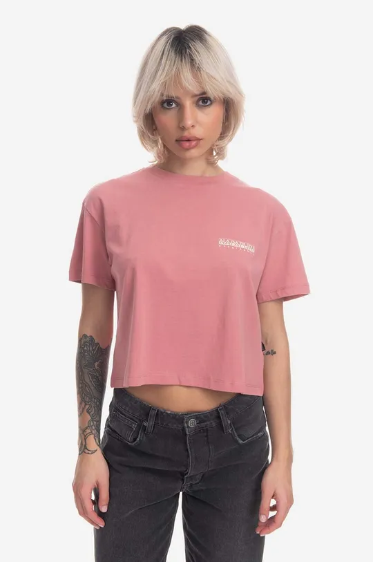 pink Napapijri cotton T-shirt Napapijri B-Cenepa Crop SS W NA4GYS PB1 Women’s