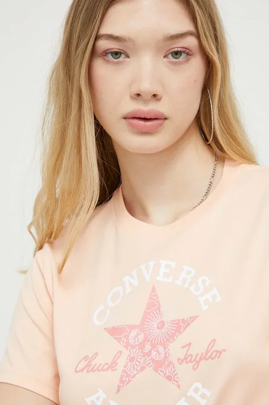 oranžna Bombažna kratka majica Converse