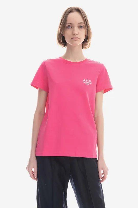 рожевий Бавовняна футболка A.P.C. New Denise Жіночий