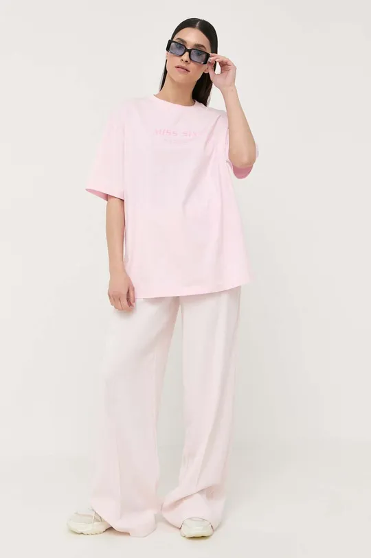 Βαμβακερό μπλουζάκι Miss Sixty ροζ