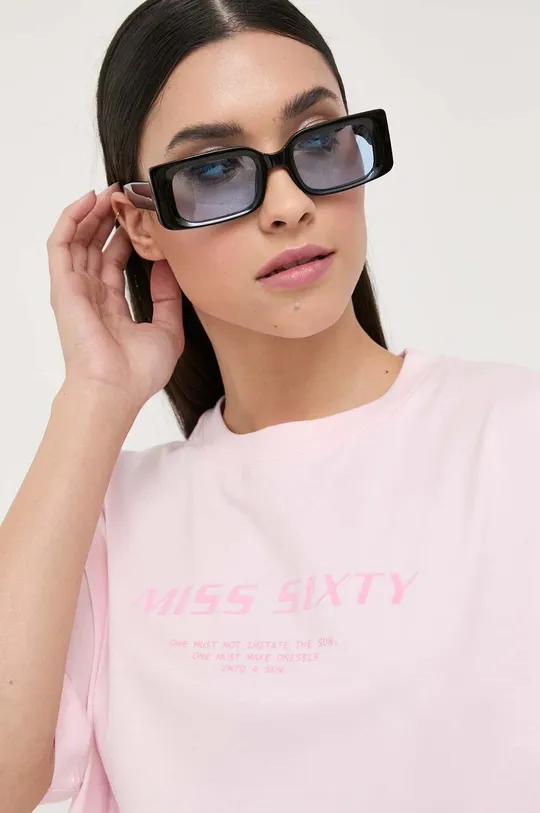 różowy Miss Sixty t-shirt bawełniany