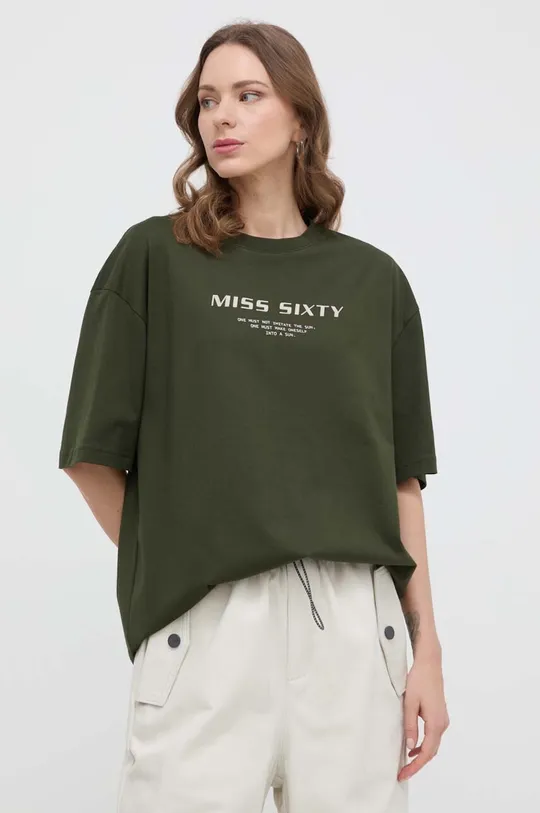 зелёный Хлопковая футболка Miss Sixty Женский