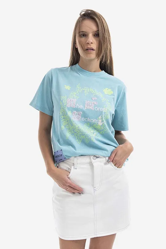 modrá Bavlněné tričko MCQ Dámský