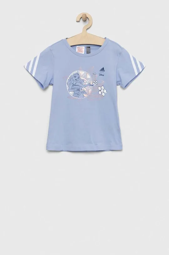 modra Otroška bombažna kratka majica adidas x Disney LG DY MNA Dekliški