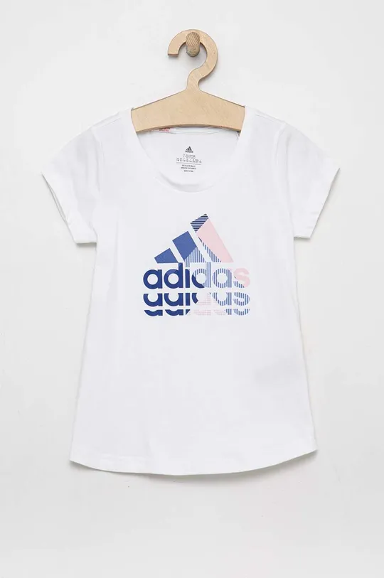 bela Otroška bombažna kratka majica adidas Dekliški