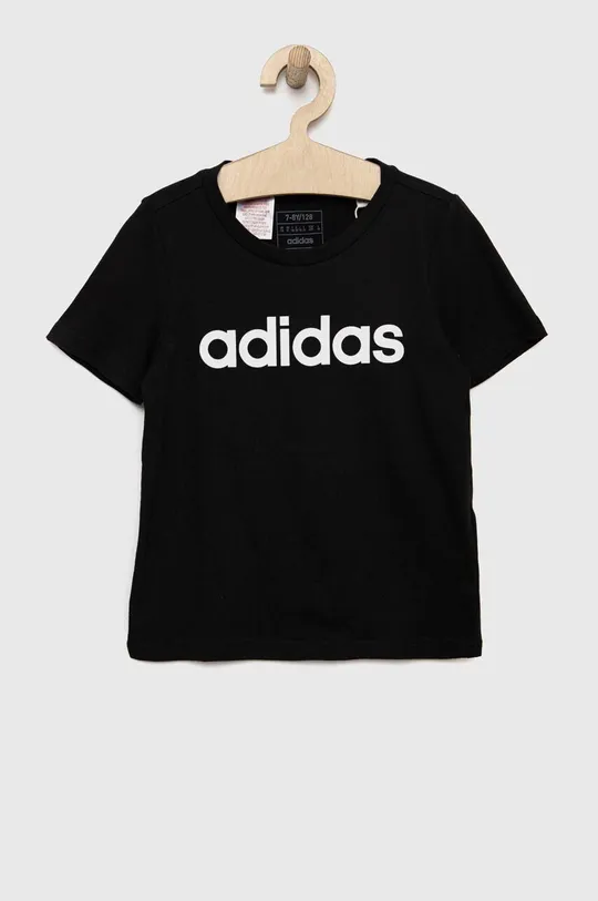 črna Otroška bombažna kratka majica adidas G LIN Dekliški