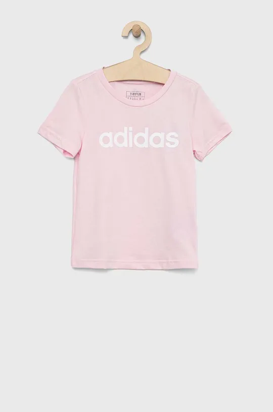 рожевий Дитяча бавовняна футболка adidas G LIN Для дівчаток
