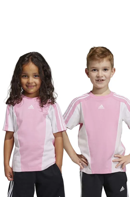 różowy adidas t-shirt bawełniany dziecięcy LK CB CO TEE Dziewczęcy