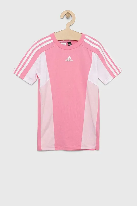 Дитяча бавовняна футболка adidas LK CB CO TEE рожевий