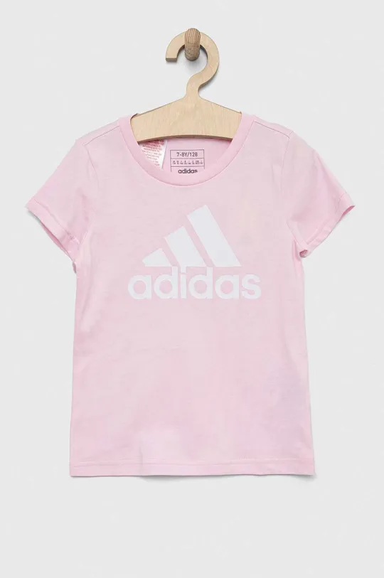 ružová Detské bavlnené tričko adidas G BL Dievčenský