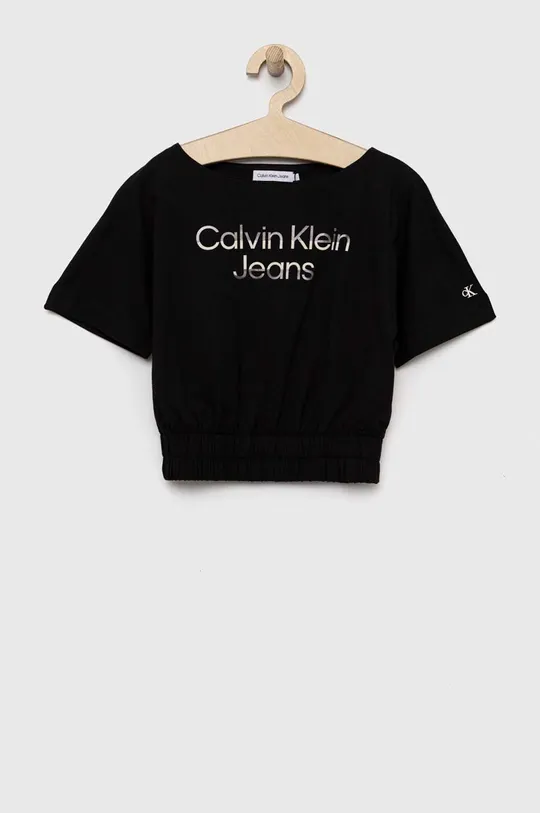 črna Otroška kratka majica Calvin Klein Jeans Dekliški
