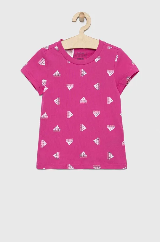ljubičasta Dječja pamučna majica kratkih rukava adidas G BLUV Za djevojčice