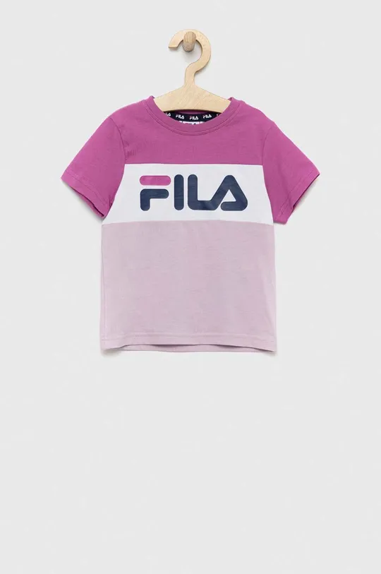 μωβ Παιδικό βαμβακερό μπλουζάκι Fila Για κορίτσια