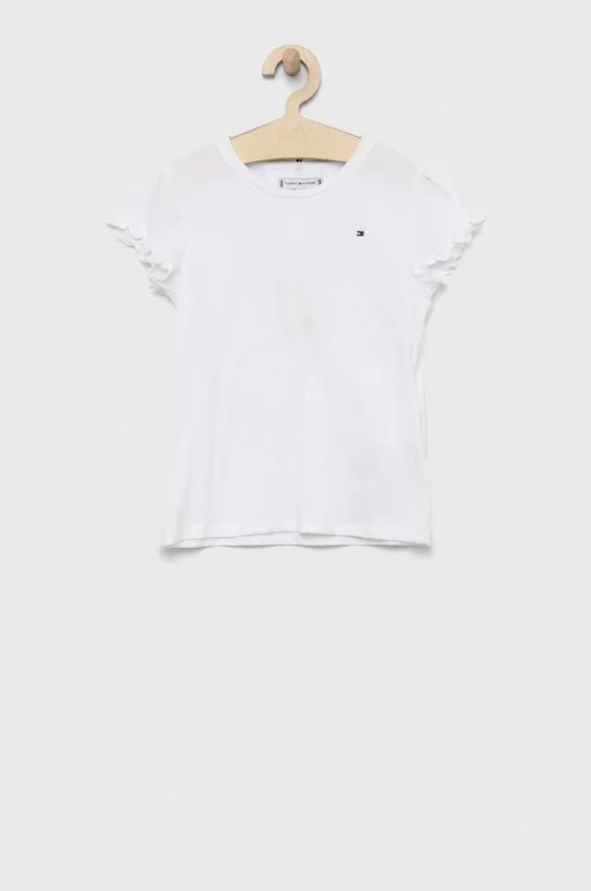 bela Otroška kratka majica Tommy Hilfiger Dekliški