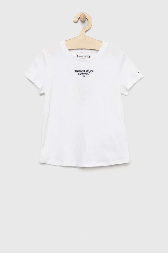 bílá Dětské bavlněné tričko Tommy Hilfiger Dívčí