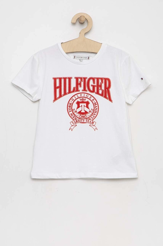 biały Tommy Hilfiger t-shirt dziecięcy Dziewczęcy