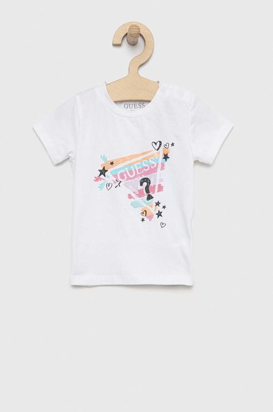 biały Guess t-shirt niemowlęcy Dziewczęcy