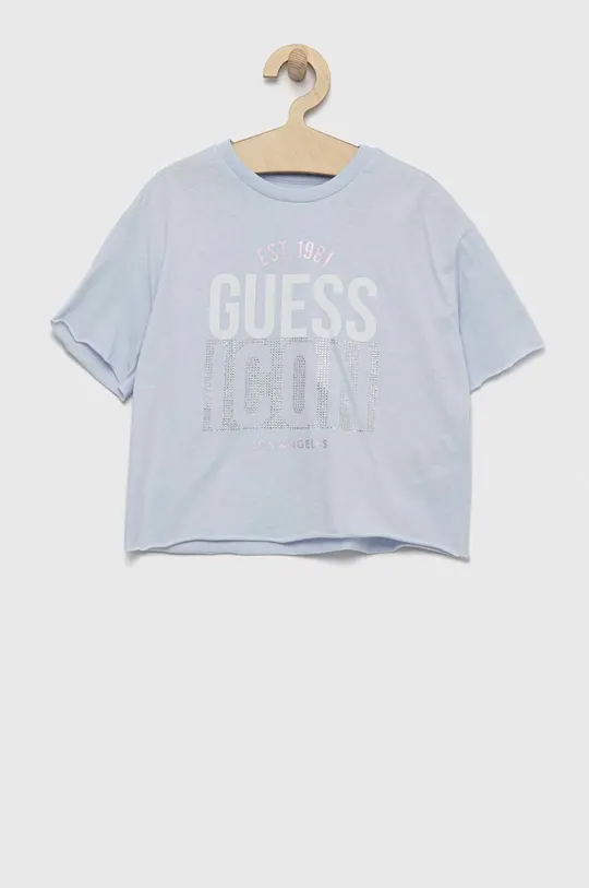 голубой Хлопковая футболка Guess Для девочек