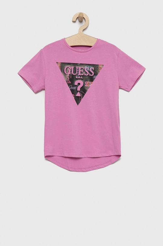 Παιδικό μπλουζάκι Guess μωβ