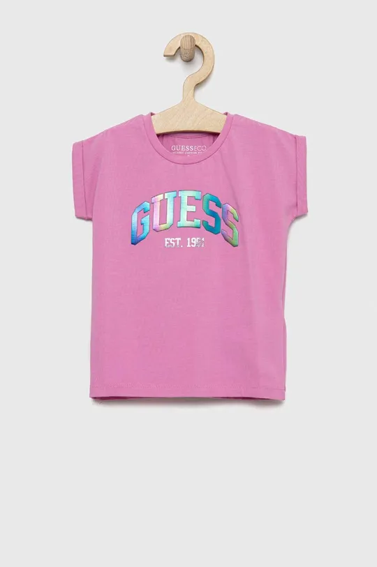 ljubičasta Dječja majica kratkih rukava Guess Za djevojčice