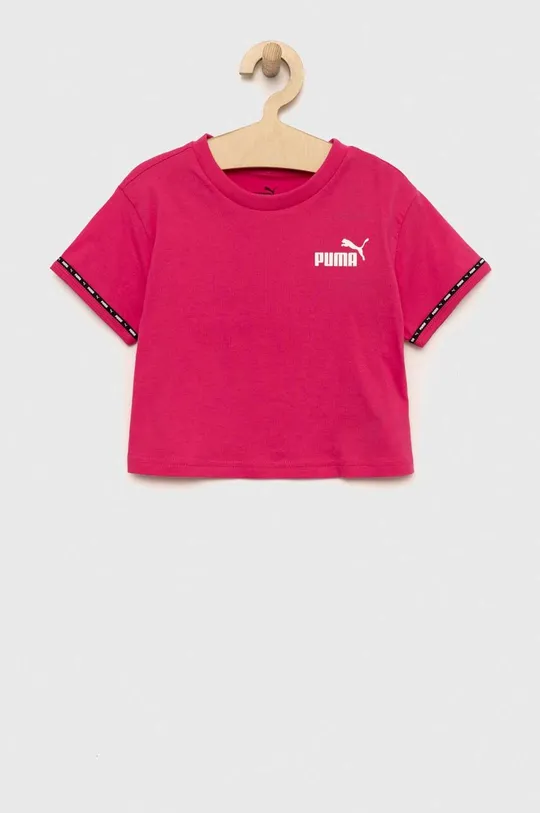 Dječja pamučna majica kratkih rukava Puma PUMA POWER Tape Tee G roza