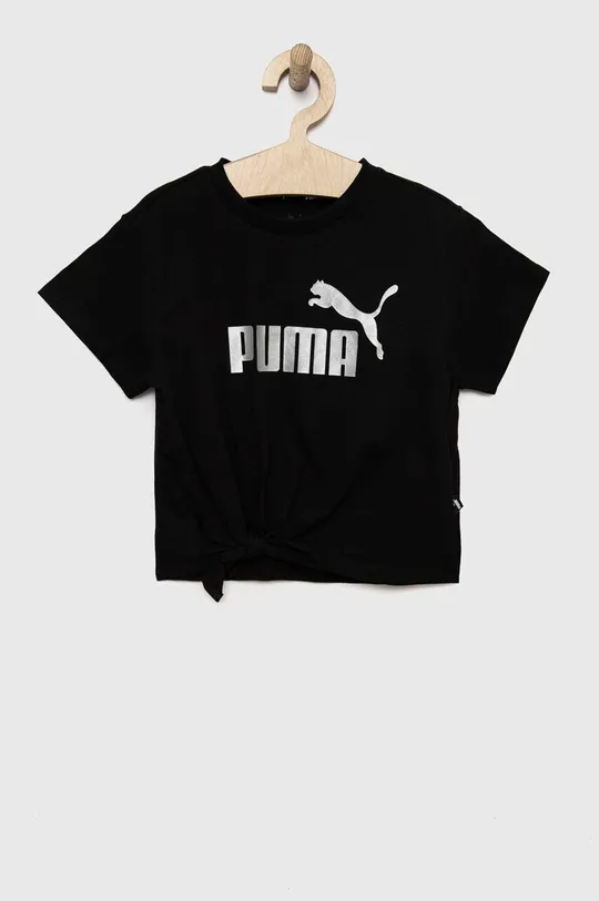 Detské tričko Puma ESS+ Logo Knotted Tee G čierna