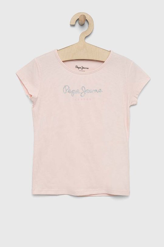 pastelowy różowy Pepe Jeans t-shirt dziecięcy Dziewczęcy