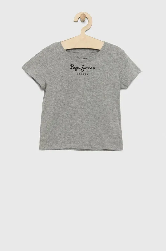 серый Детская хлопковая футболка Pepe Jeans Для девочек